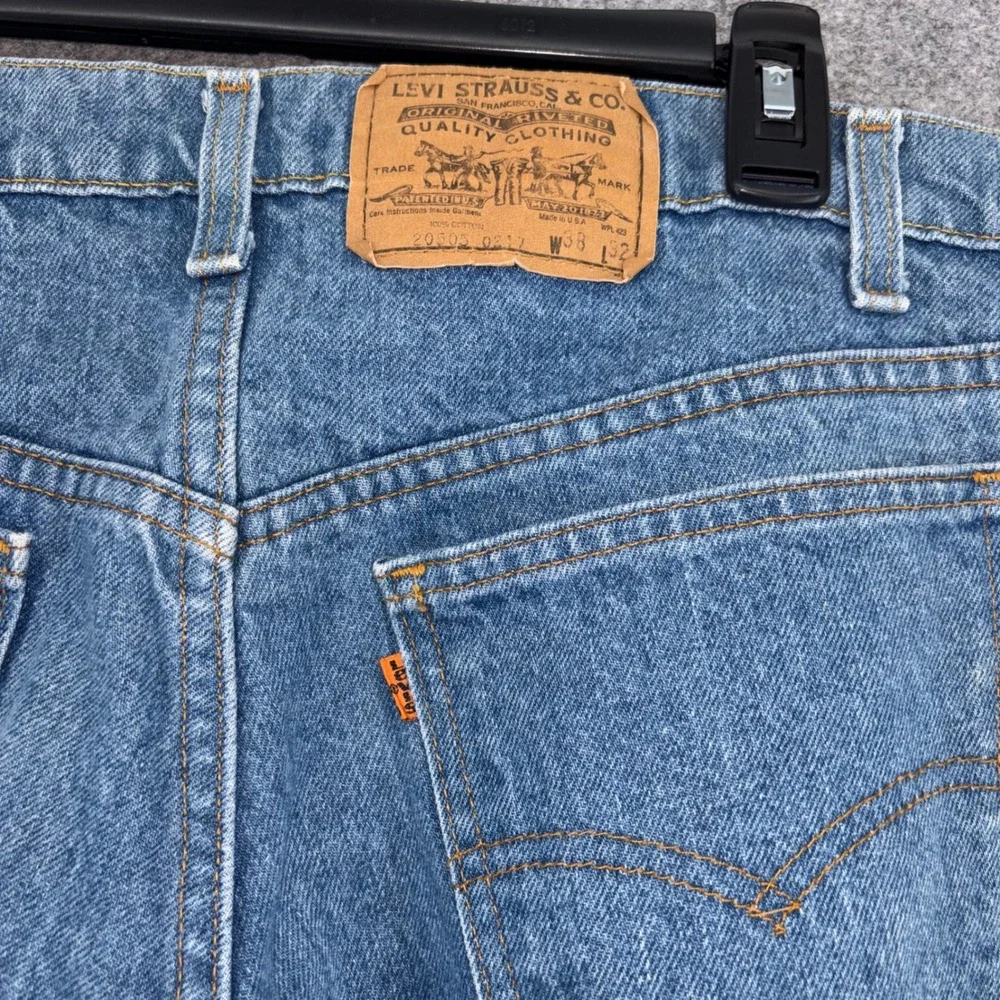 Vintage Levis 505 Orange Tab Jeans Mens 38x32 Blue Straight Leg Made in USA 90s